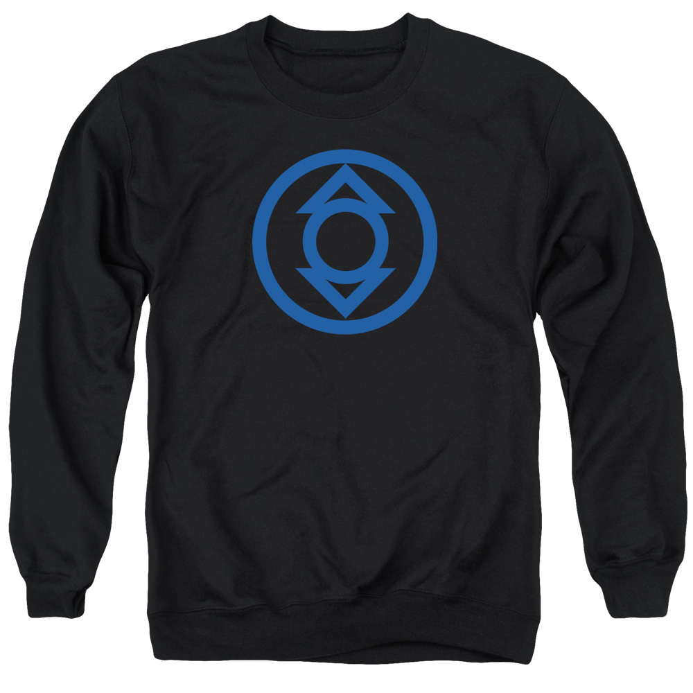 GL282-AS-2 Green Lantern Blue Emblem Adult Crewneck Sweatshirt, Black - Medium