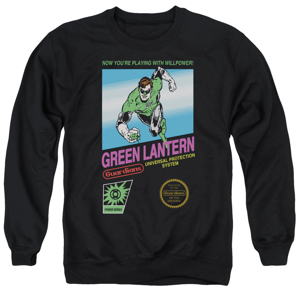 GL328-AS-2 Green Lantern Box Art Adult Crewneck Sweatshirt, Black - Medium