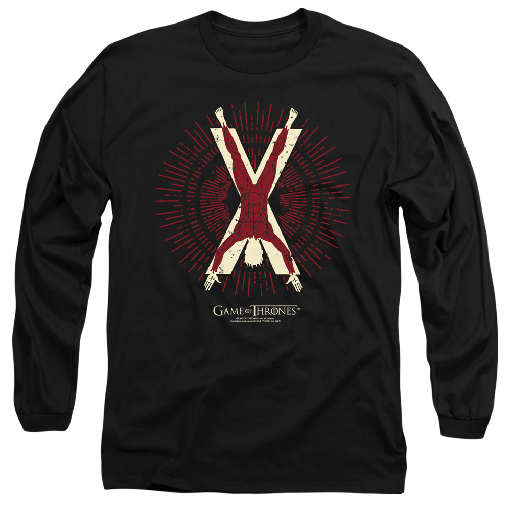 GOT204-AL-2 Game of Thrones Bolton Burst Sigil Adult Long Sleeve T-Shirt, Black - Medium