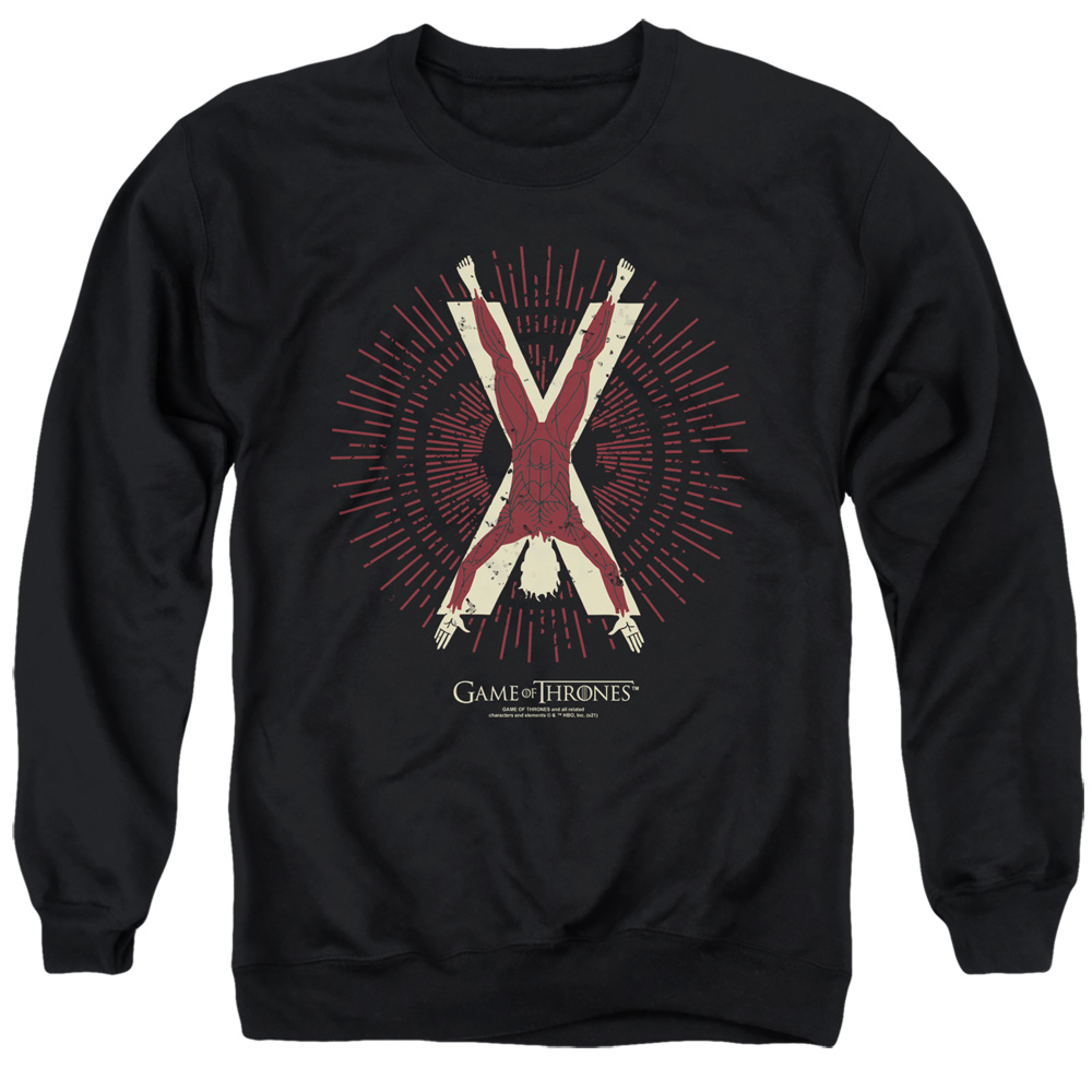GOT204-AS-3 Game of Thrones Bolton Burst Sigil Adult Crewneck Sweatshirt, Black - Large