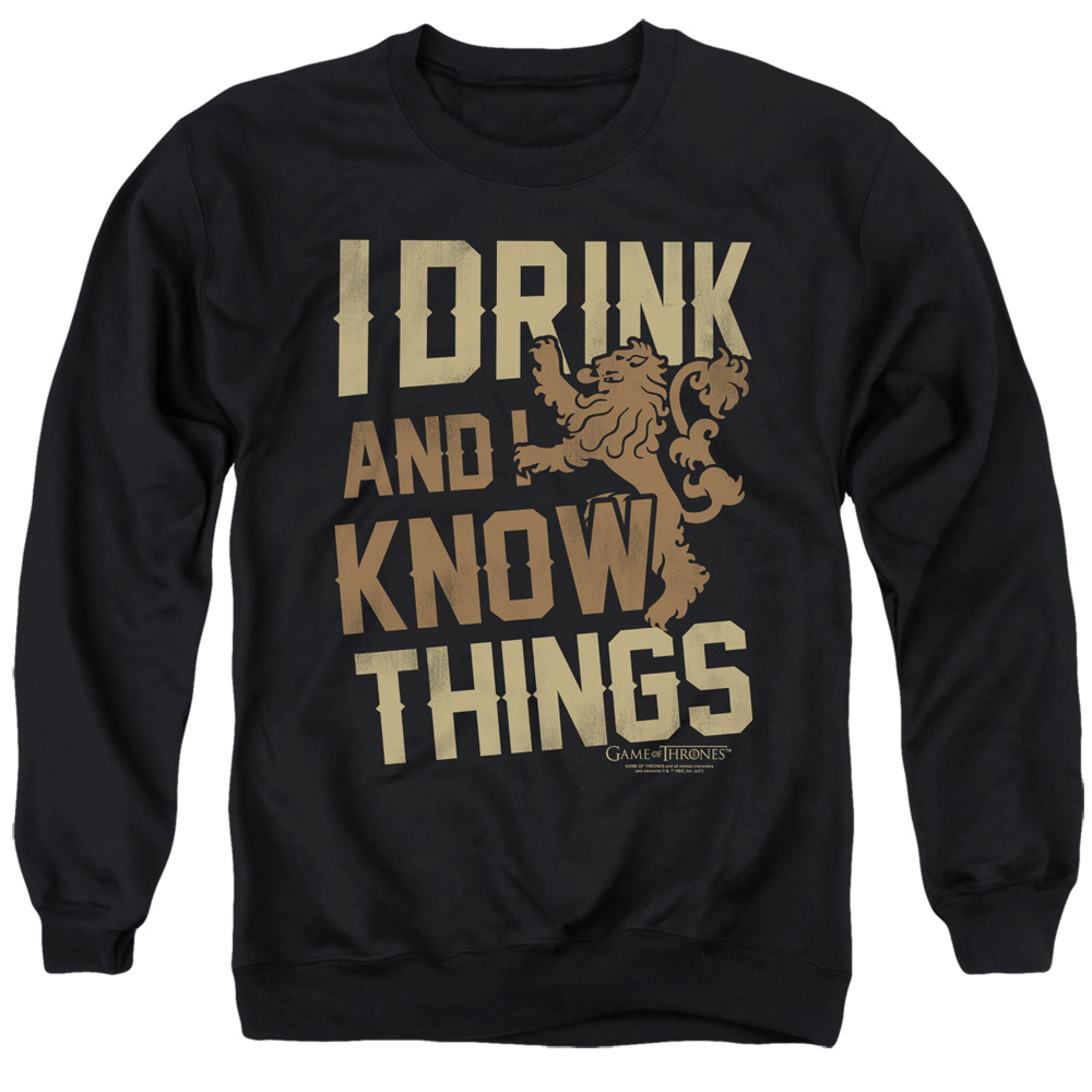 GOT236-AS-6 Game of Thrones Know Things Adult Crewneck Sweatshirt, Black - 3X