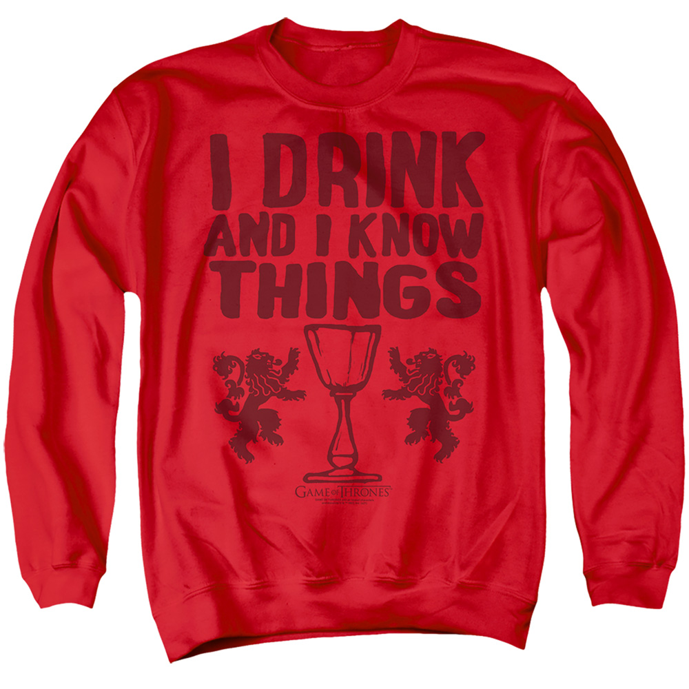 GOT230-AS-1 Game of Thrones The Tyrion Adult Crewneck Sweatshirt, Red - Small