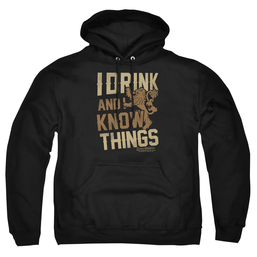 GOT236-AFTH-2 Game of Thrones Know Things Adult Pullover Hoodie, Black - Medium