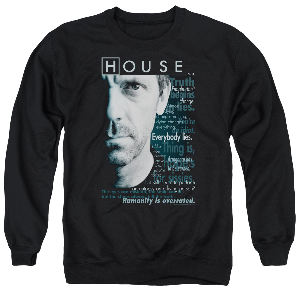 NBC512-AS-2 House Houseisms Adult Crewneck Sweatshirt, Black - Medium