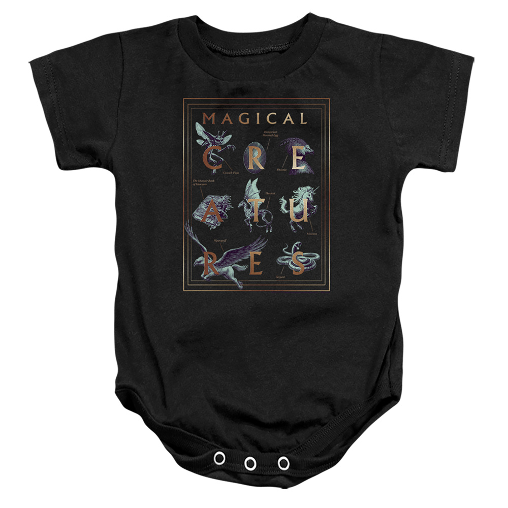 HP8498-SS-3 Harry Potter Magical Creatures Book Cover Infant Snapsuit, Black - Large - 18 Month