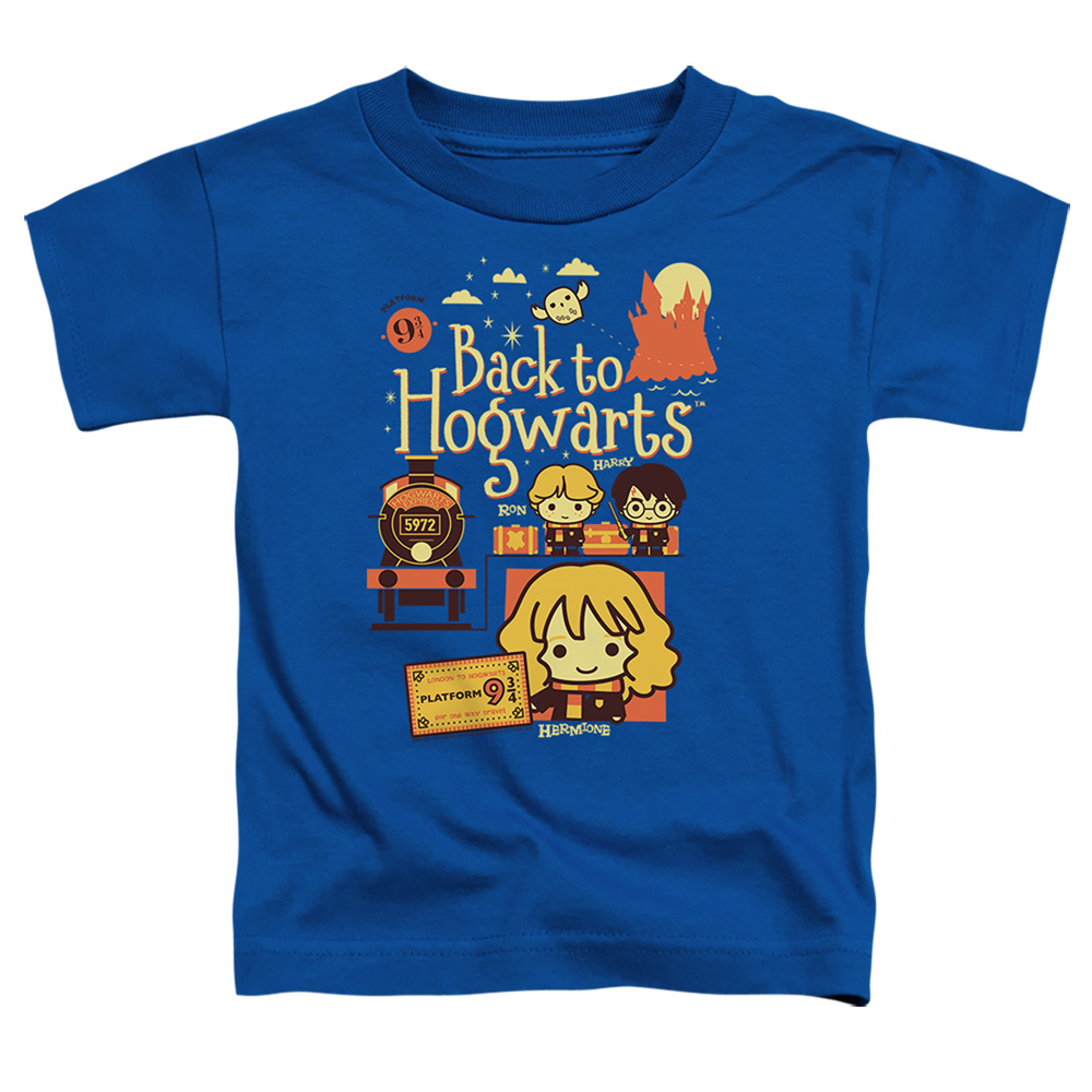 HP8392-TT-3 Harry Potter Back to Hogwarts Platform 9 .75 Chibis Toddler Short Sleeve T-Shirt, Royal - Large 4T