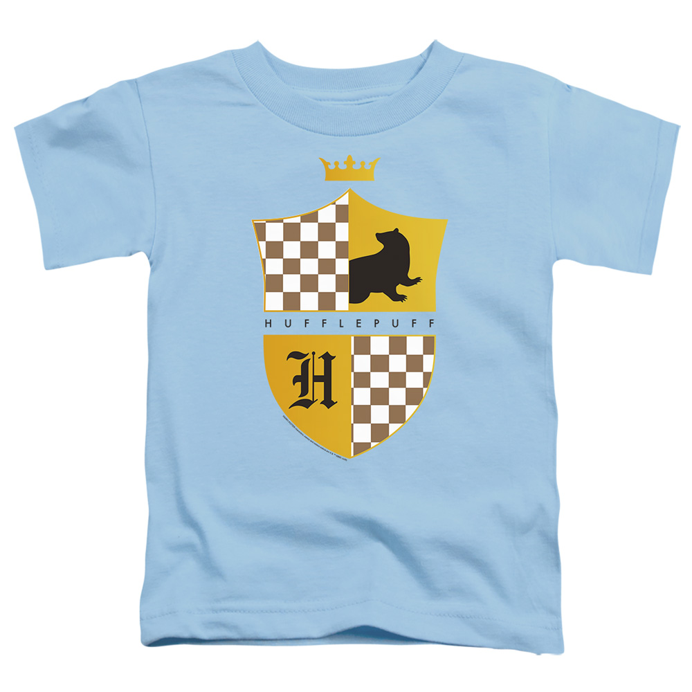 HP8403-TT-1 Harry Potter Hufflepuff Checkered Shield Crest Toddler Short Sleeve T-Shirt, Black - Small 2T