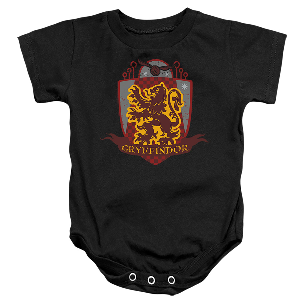HP8419-SS-1 Harry Potter Gryffindor Quidditch Shield Logo Infant Snapsuit, Black - Small - 6 Month