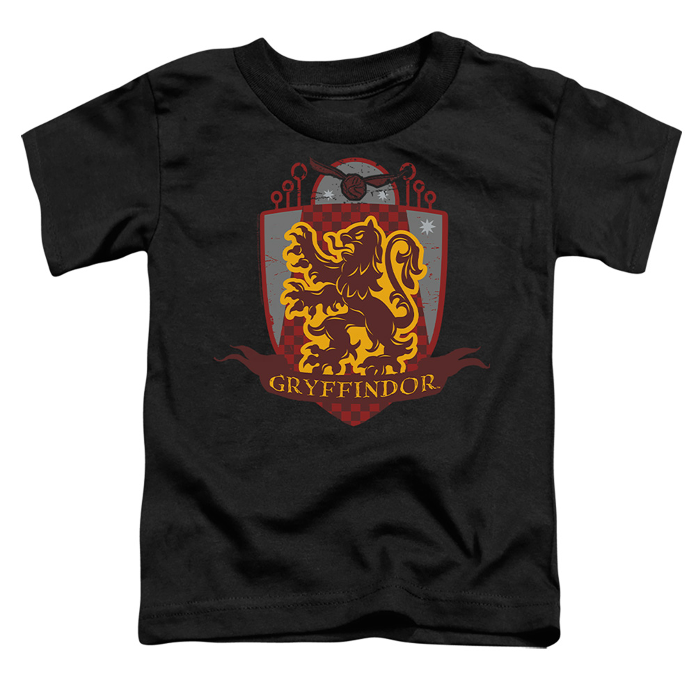 HP8419-TT-2 Harry Potter Gryffindor Quidditch Shield Logo Toddler Short Sleeve T-Shirt, Black - Medium 3T