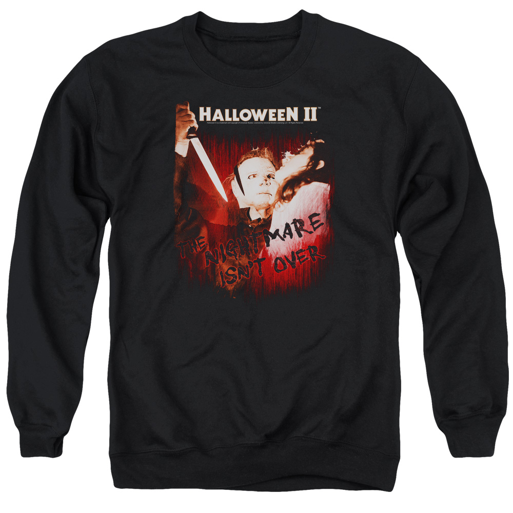 UNI377-AS-2 Halloween II Nightmare Adult Crewneck Sweatshirt, Black - Medium