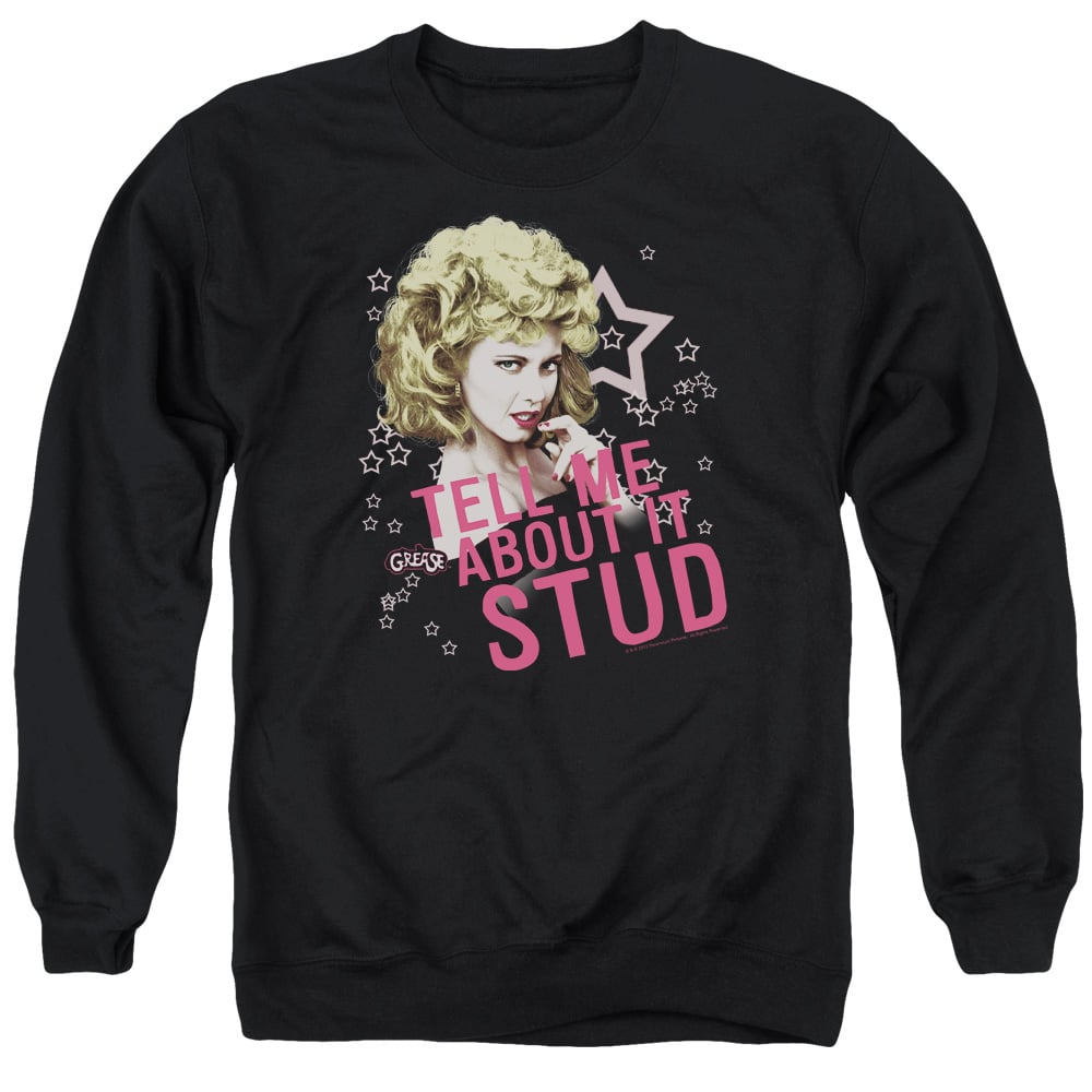 PAR265-AS-2 Grease Tell Me About It Stud Adult Crewneck Sweatshirt, Black - Medium