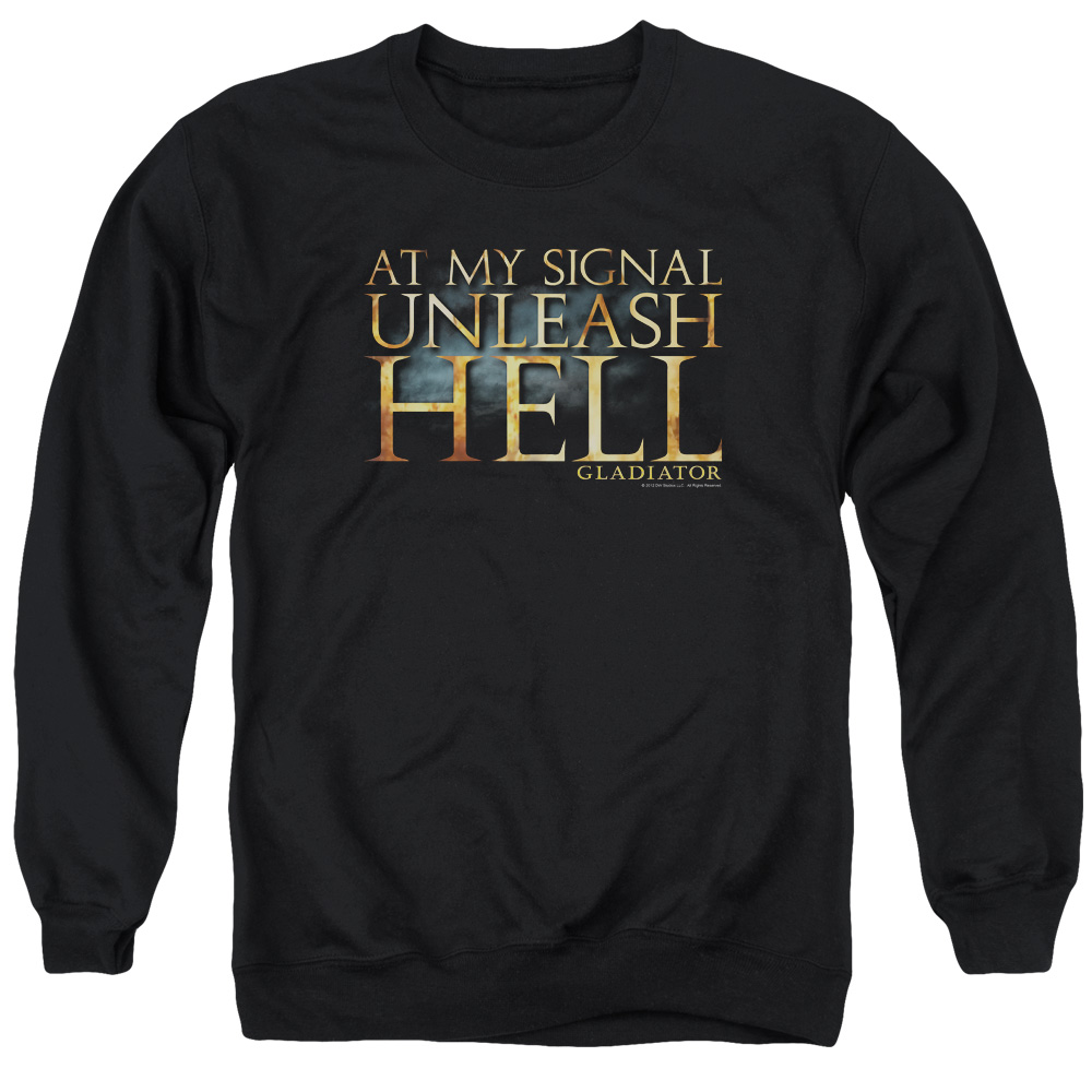 PAR271-AS-2 Gladiator Unleash Hell Adult Crewneck Sweatshirt, Black - Medium