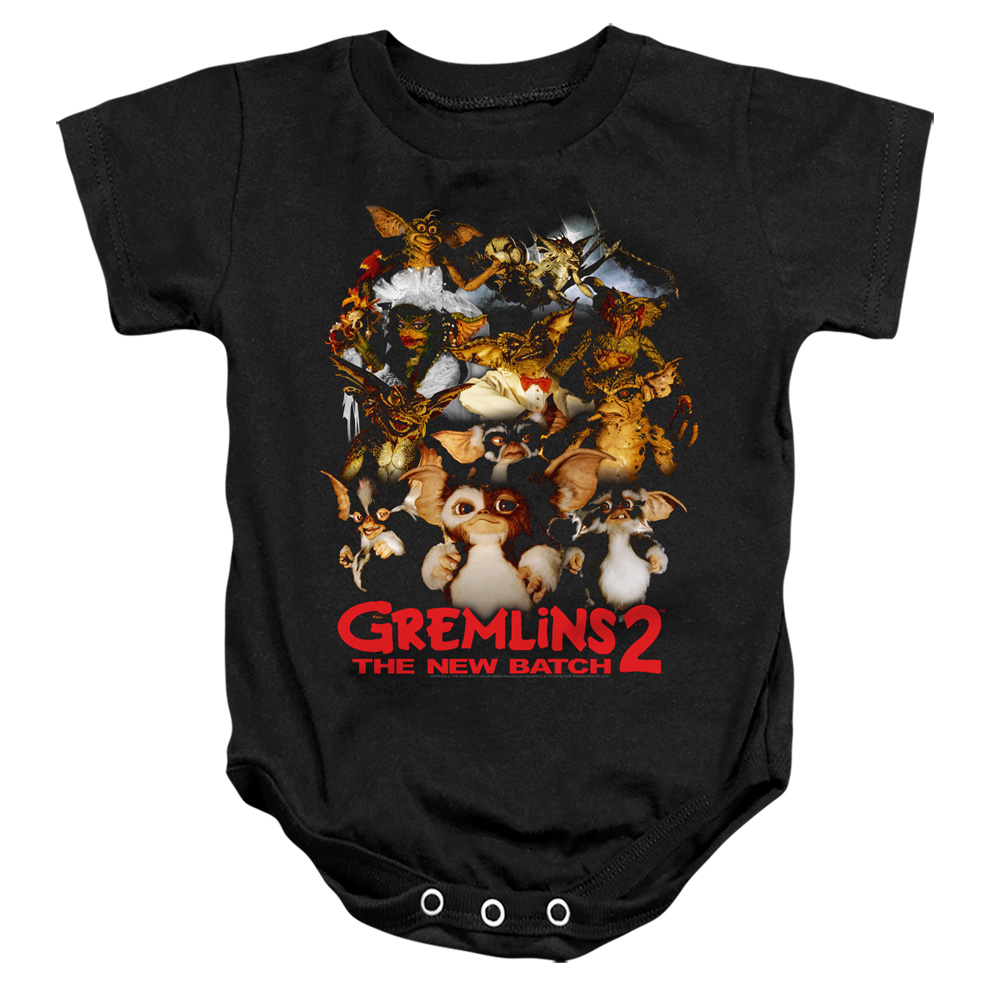 WBM935-SS-1 Gremlins 2 Goon Crew Infant Snapsuit, Black - Small - 6 Month