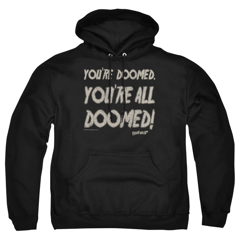 WBM698-AFTH-4 Friday The 13th Doomed Adult Pullover Hoodie, Black - Extra Large