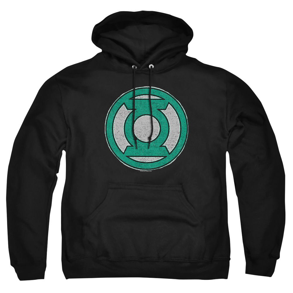 GL368B-AFTH-8 Green Lantern Hand Me Down Adult Pullover Hoodie, Black - 5X