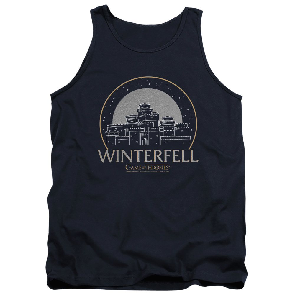 GOT124-TK-2 Game of Thrones Winterfell Adult Tank Top, Navy - Medium