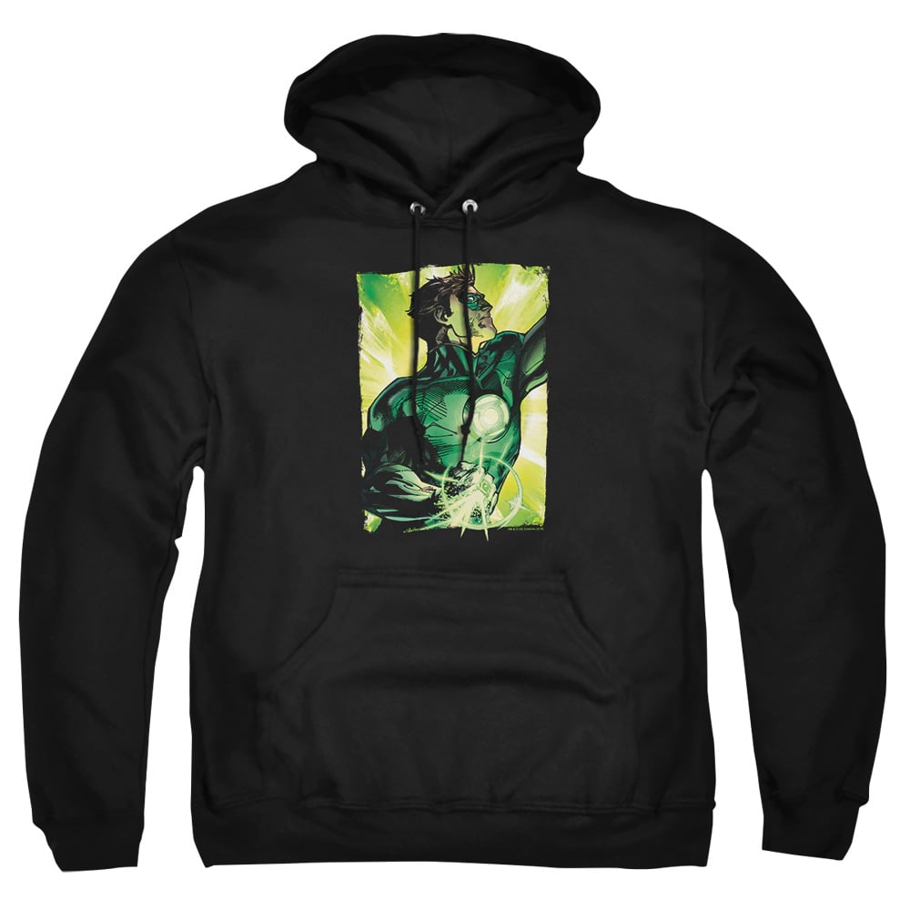 GL364-AFTH-8 Green Lantern Up Up Adult Pullover Hoodie, Black - 5X
