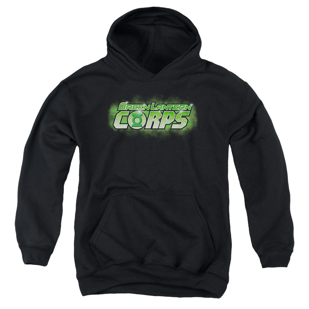 GL388-YFTH-2 Green Lantern Corps Title Youth Hooded Sweatshirt, Black - Medium