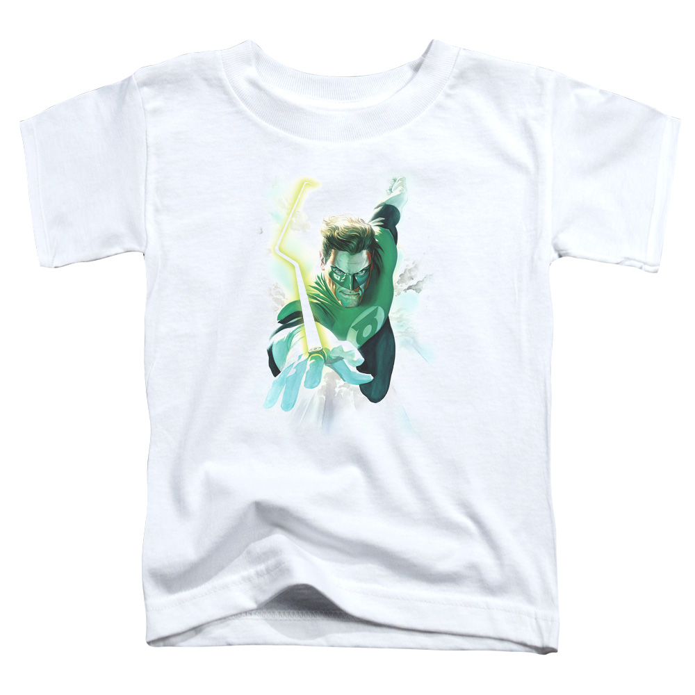 GL389-TT-2 Green Lantern Clouds Toddler Short Sleeve T-Shirt, White - Medium 3T