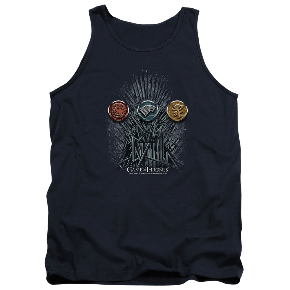 GOT143-TK-4 Game of Thrones for the Throne Sigils Adult Tank Top, Navy - Extra Large