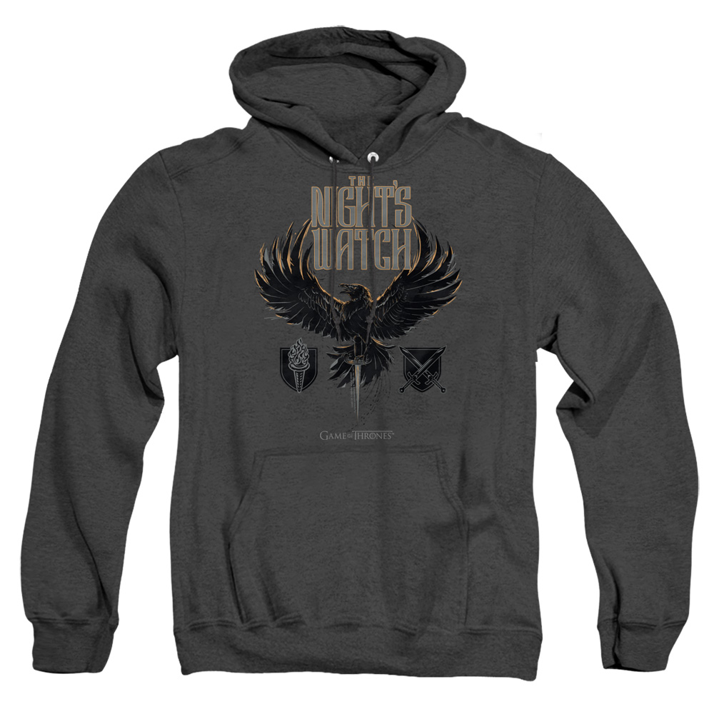 GOT160-AHH-4 Game of Thrones The Nights Watch Adult Heather Hoodie, Black - Extra Large