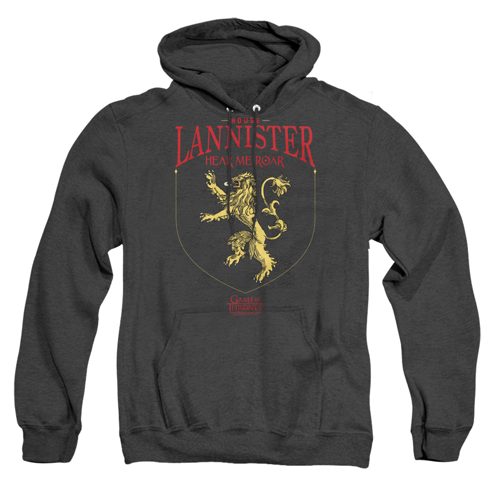 GOT170-AHH-1 Game of Thrones House Lannister Sigil Adult Heather Hoodie, Black - Small