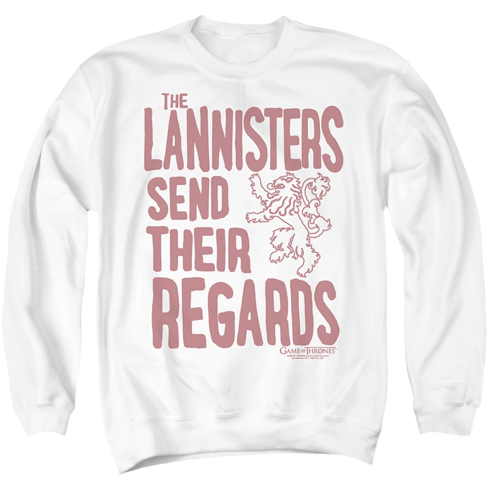 GOT243-AS-1 Game of Thrones The Warm Regards Adult Crewneck Sweatshirt, White - Small
