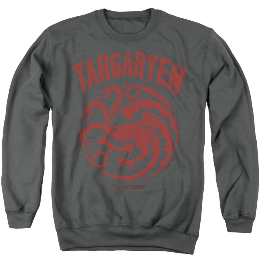 GOT247-AS-6 Game of Thrones The Fire & Blood Adult Crewneck Sweatshirt, Charcoal - 3X