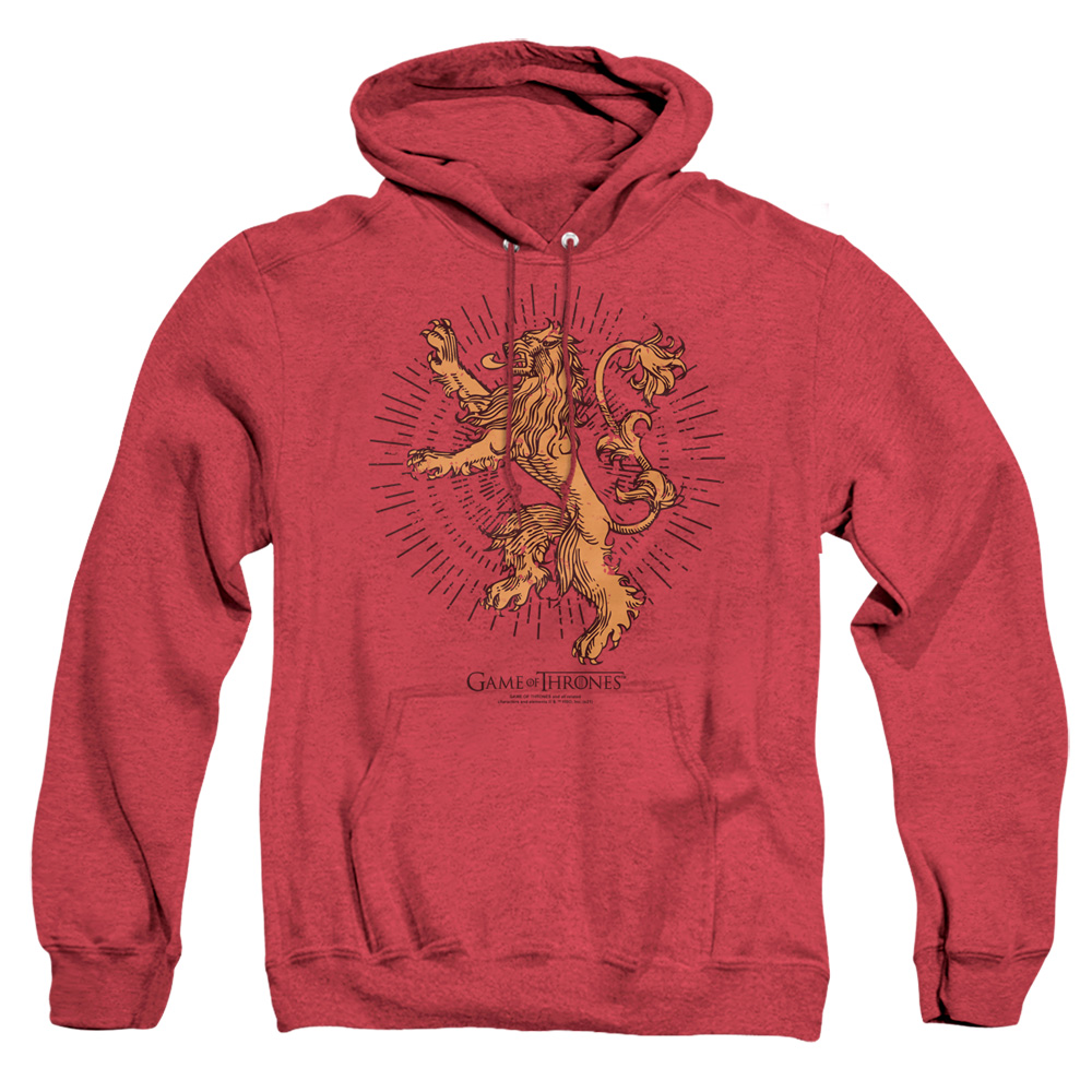GOT202-AHH-5 Game of Thrones Lannister Burst Sigil Adult Heather Hoodie, Red - 2X