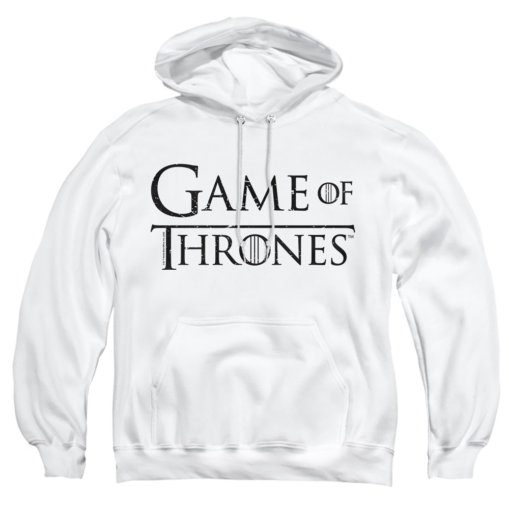 GOT259-AFTH-2 Game of Thrones Logo 2 Adult Pullover Hoodie, White - Medium