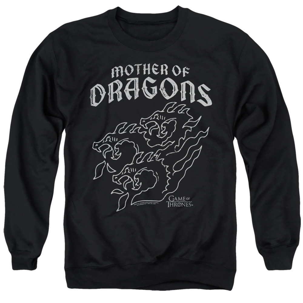 GOT269-AS-2 Game of Thrones Mother of Dragons Adult Crewneck Sweatshirt, Black - Medium
