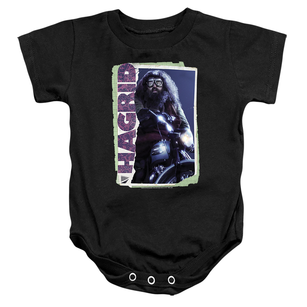 HP7028-SS-1 Harry Potter Rubeus Hagrid Photo Collage Infant Snapsuit, Black - Small - 6 Month