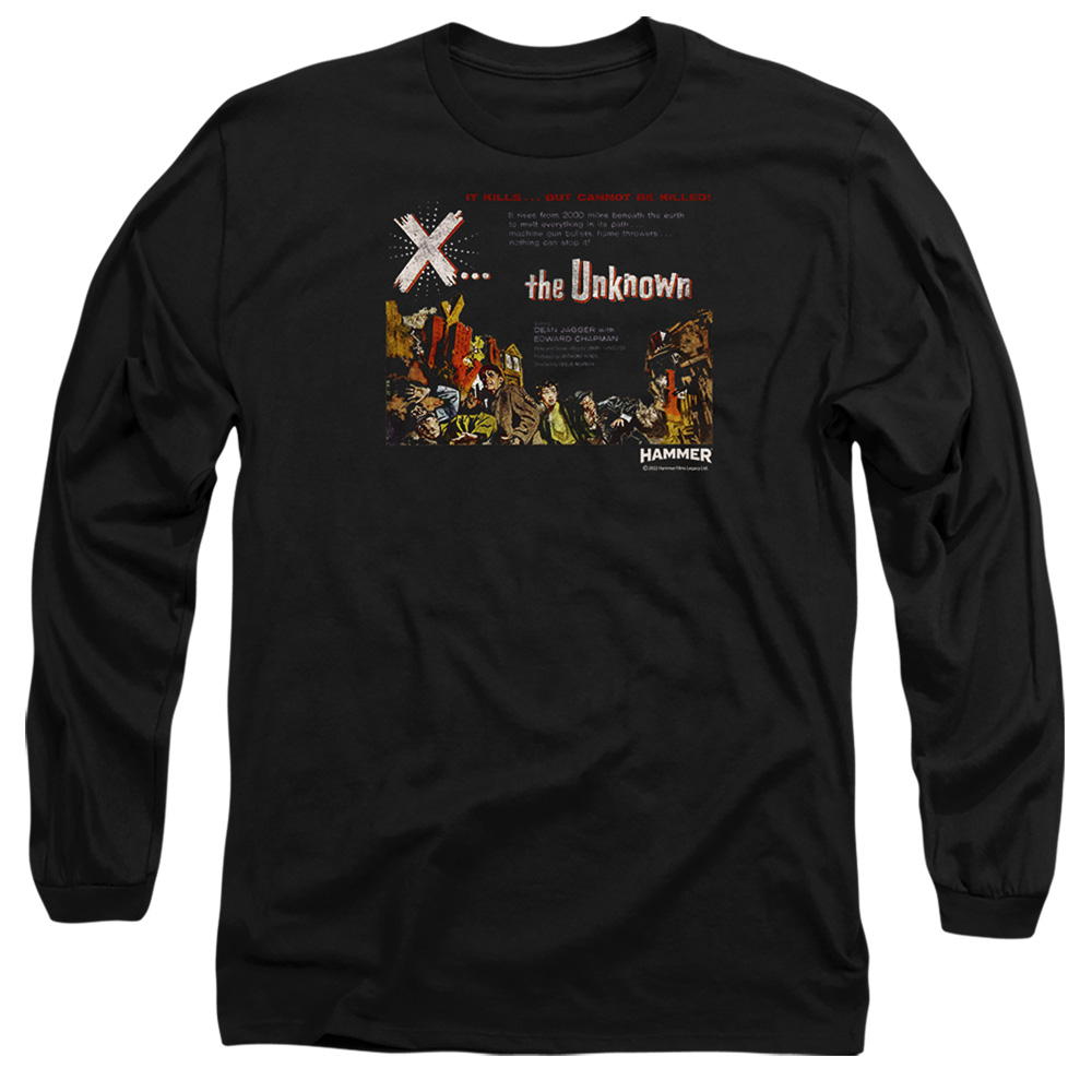 HHOH10028-AL-3 Hammer House of Horror The Unknown Adult Long Sleeve T-Shirt, Black - Large
