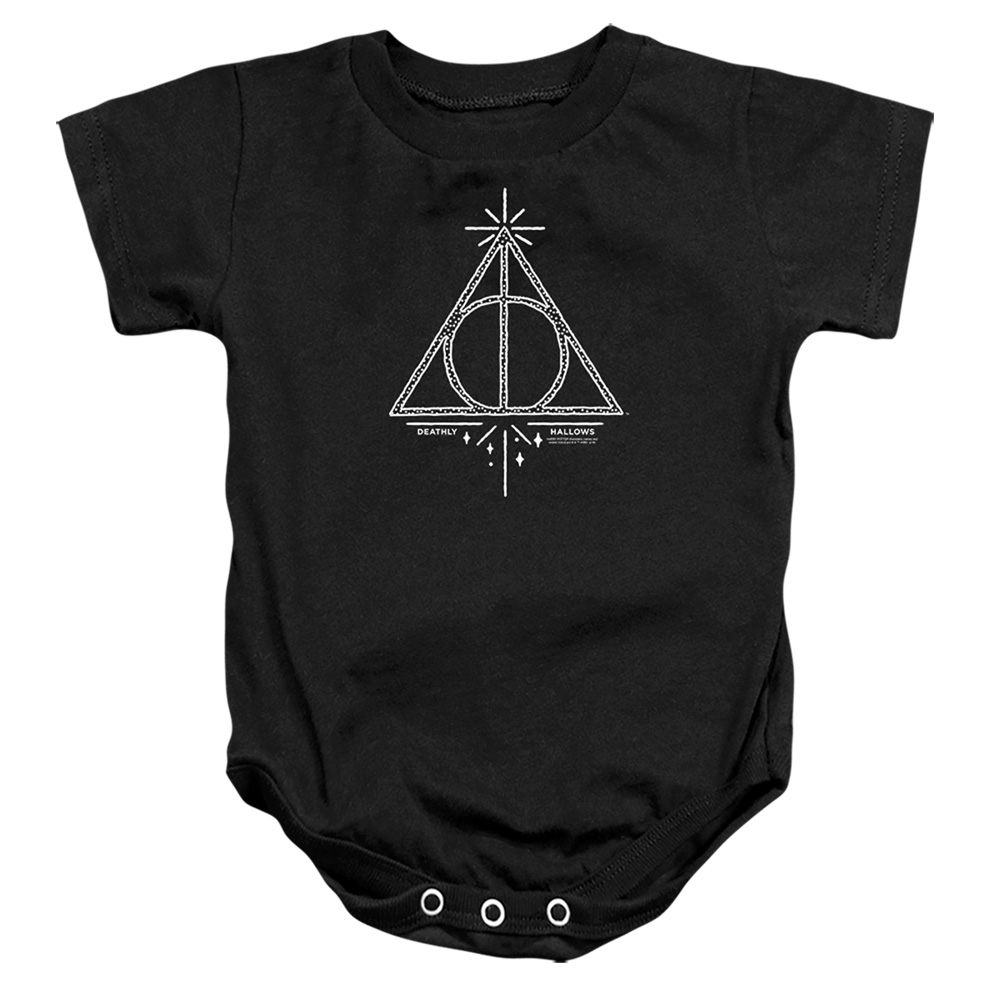HP8160-SS-2 Harry Potter Deathly Hallows Line Art Infant Snapsuit, Black - Medium - 12 Month