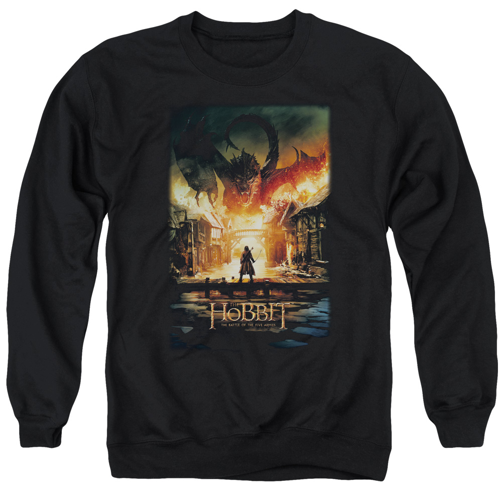 HOB3033-AS-2 Hobbit Smaug Poster Adult Crewneck Sweatshirt, Black - Medium