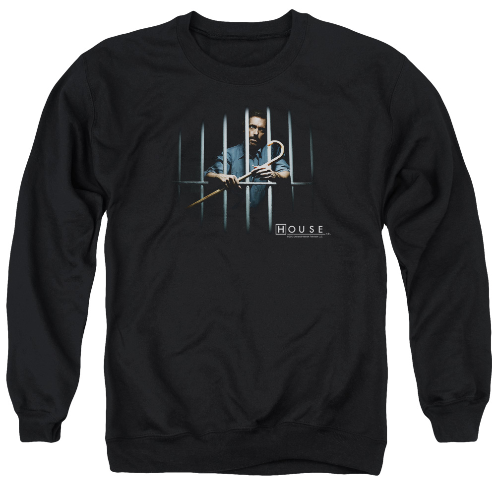 NBC688-AS-2 House Behind Bars Adult Crewneck Sweatshirt, Black - Medium