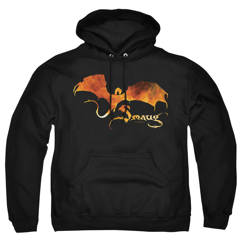 HOB3023-AFTH-8 Hobbit Smaug on Fire Adult Pullover Hoodie, Black - 5X