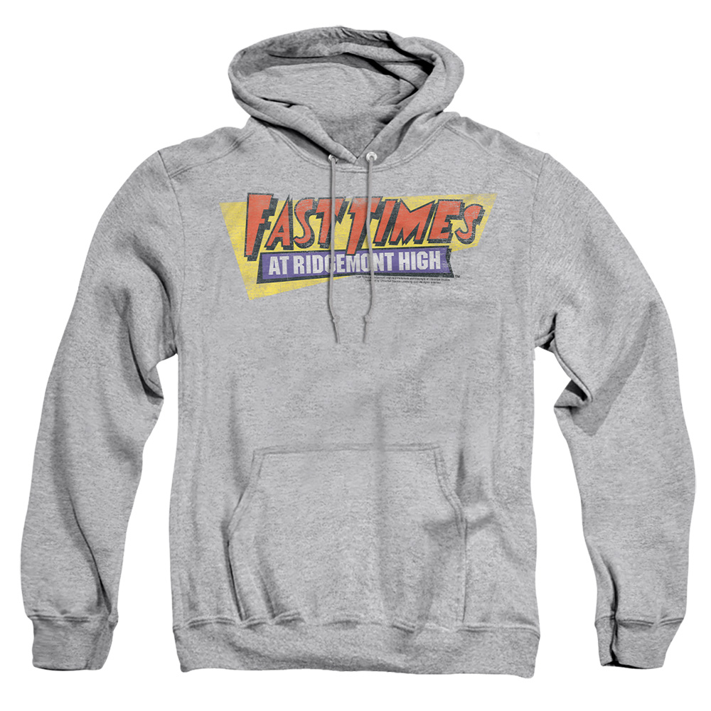 UNI104-AFTH-4 Fast Times Ridgemont High Distressed Logo Adult Pullover Hoodie, Athletic Heather - Extra Large