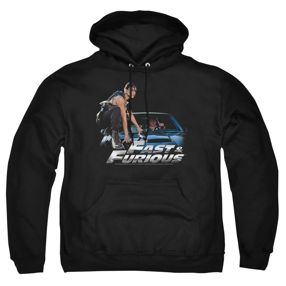 UNI174-AFTH-2 Fast & The Furious Car Ride Adult Pullover Hoodie, Black - Medium