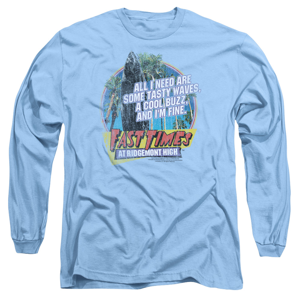 UNI161-AL-1 Fast Times Ridgemont High Tasty Waves Adult Long Sleeve T-Shirt, Carolina Blue - Small