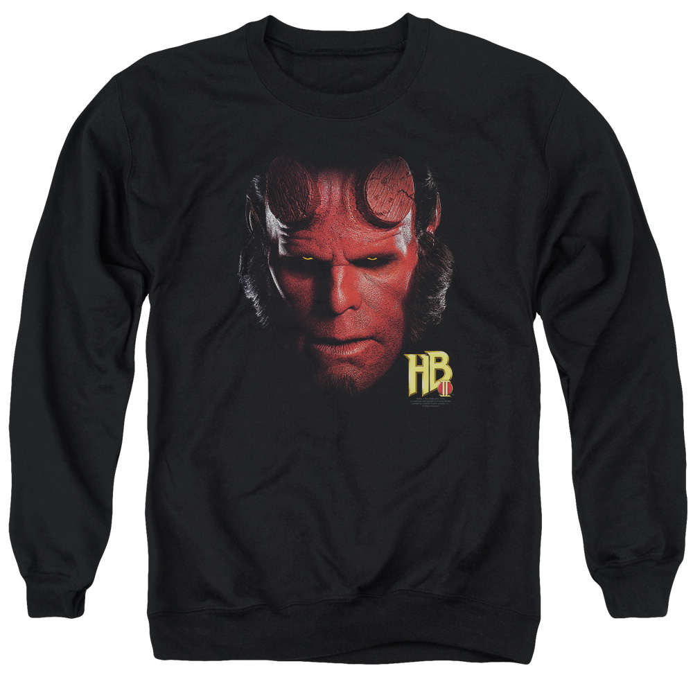 UNI162-AS-2 Hellboy II Head Adult Crewneck Sweatshirt, Black - Medium