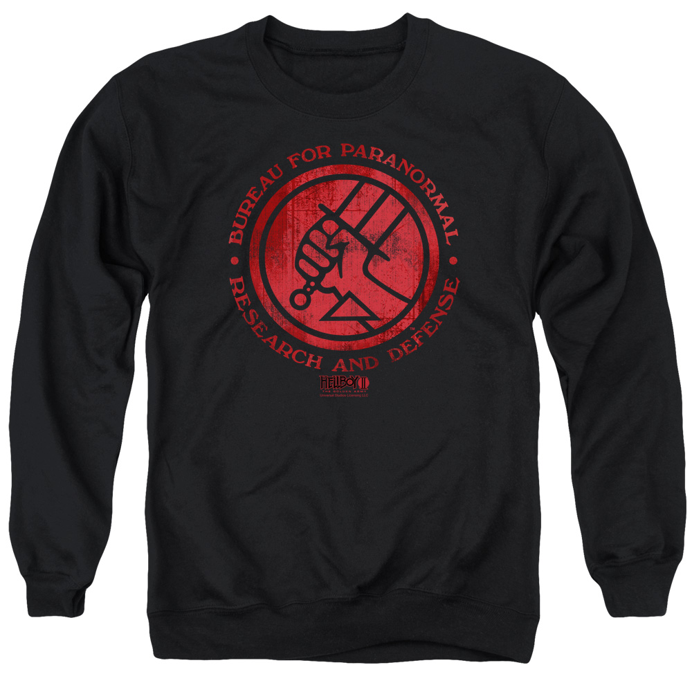 UNI133-AS-3 Hellboy II BPRD Logo Adult Crewneck Sweatshirt, Black - Large