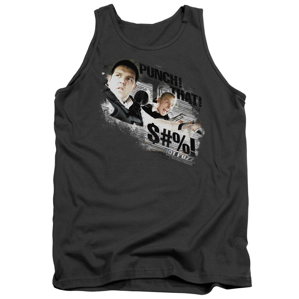 UNI167-TK-2 Hot Fuzz Punch That Adult Tank Top, Charcoal - Medium