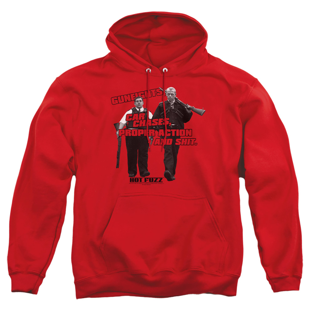 UNI172-AFTH-2 Hot Fuzz Days Work Adult Pullover Hoodie, Red - Medium