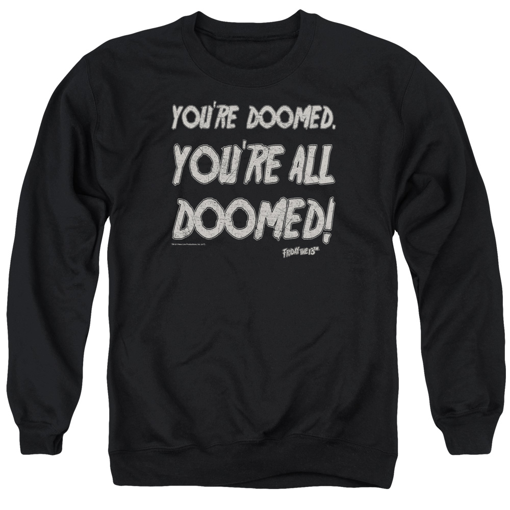 WBM698-AS-2 Friday The 13th Doomed Adult Crewneck Sweatshirt, Black - Medium