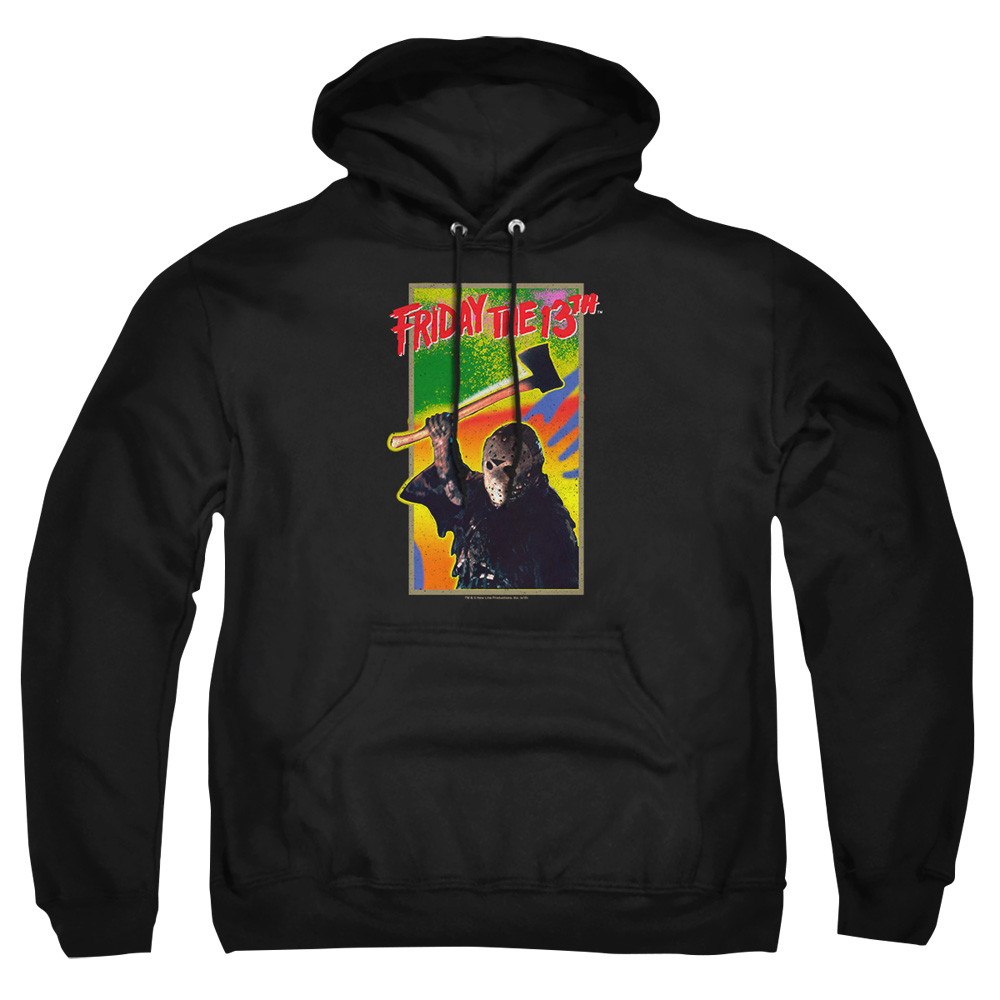 WBM731-AFTH-2 Friday The 13th Retro Game Adult Pullover Hoodie, Black - Medium
