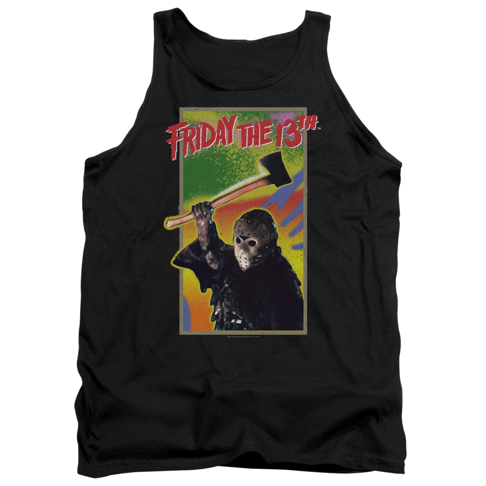 WBM731-TK-2 Friday The 13th Retro Game Adult Tank Top, Black - Medium