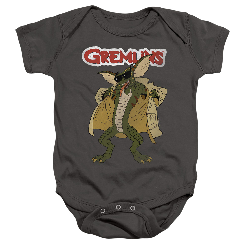 WBM774-SS-2 Gremlins Flasher Infant Snapsuit, Charcoal - Medium - 12 Month