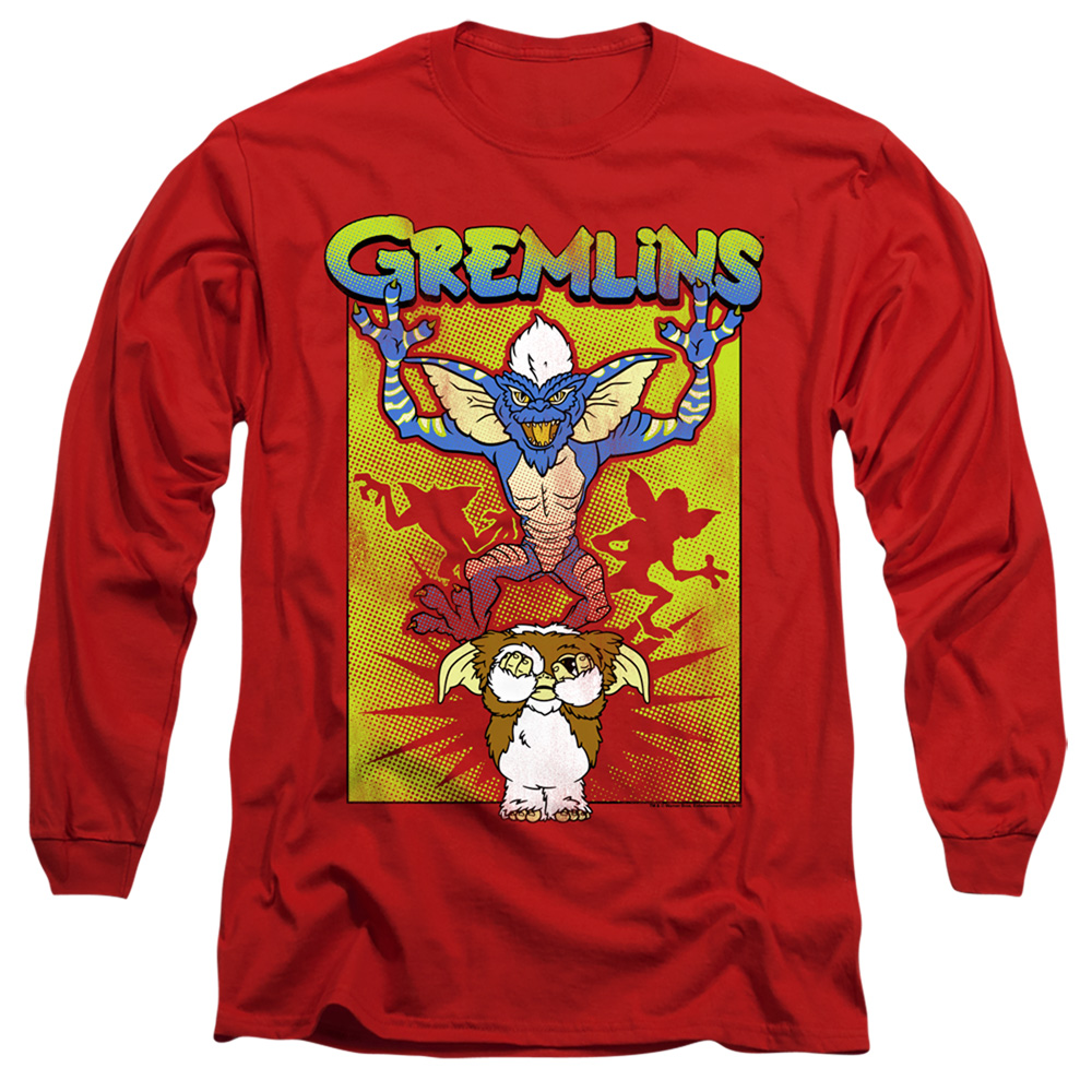 WBM864-AL-2 Gremlins Be Afraid Adult Long Sleeve T-Shirt, Red - Medium