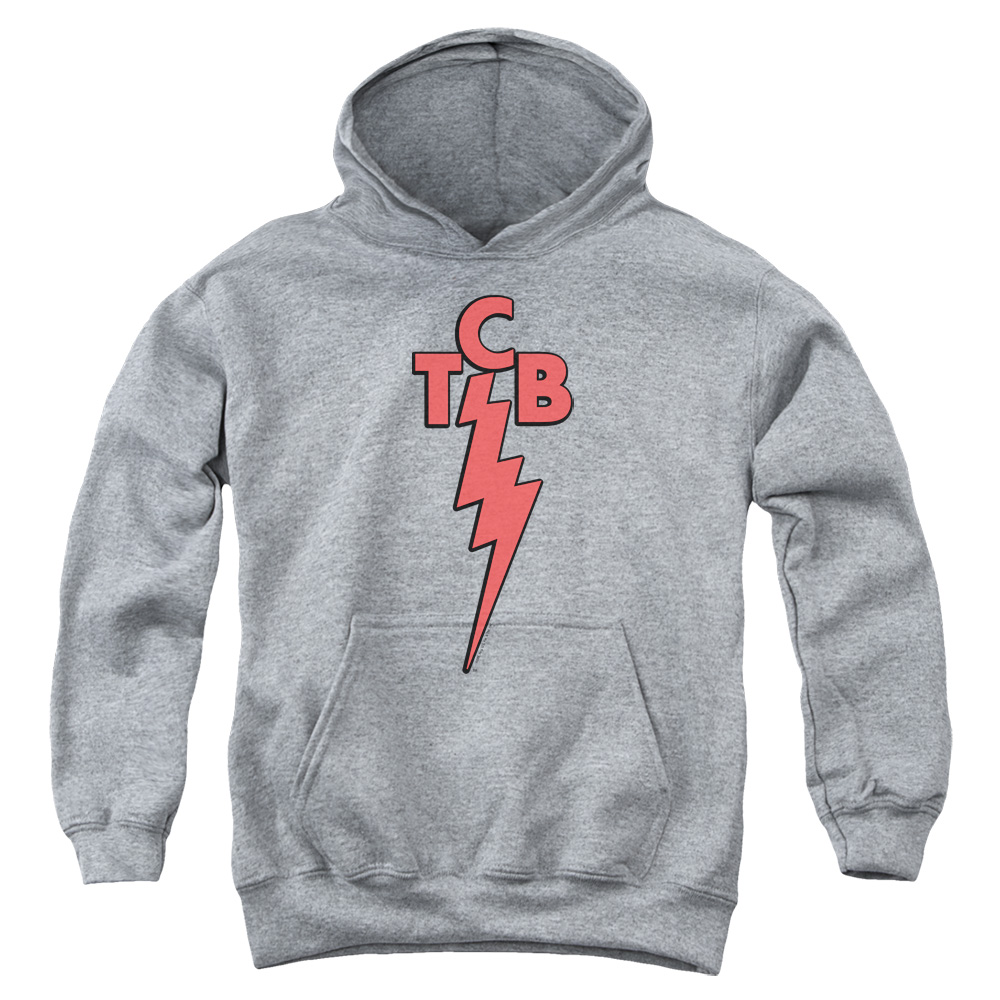 ELV165-YFTH-2 Elvis Presley TCB Youth Hooded Sweatshirt, Athletic Heather - Medium